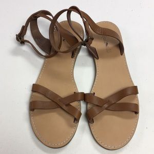 Like New Madewell The Boardwalk Ankle-Wrap Sandals Size 9.5 Women's